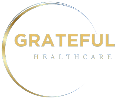 The logo for Grateful Healthcare, a telehealth weight management business.